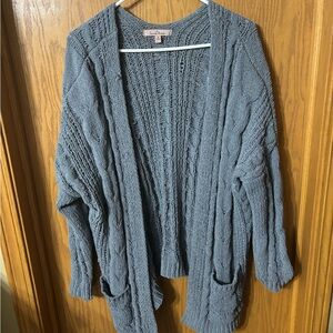 Love Tree Slate Blue Cable Knit Cardigan